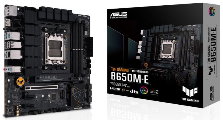 Материнская плата mATX ASUS TUF GAMING B650M-E 90MB1FU0-M0EAY0 (AM5, AMD B650, 4*DDR5(6400), 4*SATA3, 2*M.2, Audio, Gb LAN, USB 3.2, USB 2.0, 2*DP, HD